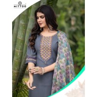 Mitoo  3 pcs kurti set Viscose Weaving Thread & Handwork Kurti Grey