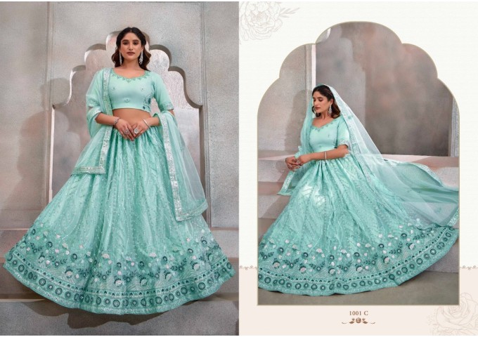 Designer Lehenga Choli with Heavy Embroidery Work Lehenga Choli  Sky Blue