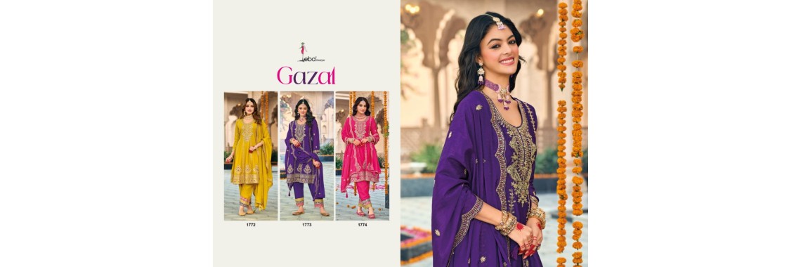 Gazal Salwar Suits Heavy Chinon with Embroidery Work
