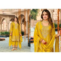 Gazal Salwar Suits Heavy Chinon with Embroidery Work Yellow