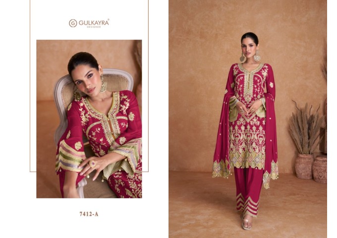 GULKAYRA LIYANA HEAVY CHINON WITH EMBROIDERY DN 7412 PINK