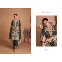 GULKAYRA LIYANA HEAVY CHINON WITH EMBROIDERY DN 7412 DARK GREEN