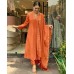 HEER DESIGNER KURTIS SET PURE VISCOSE CHINON SILK WITH SEQUENCE EMBROIDERY WORK ORANGE