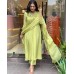 HEER DESIGNER KURTIS SET PURE VISCOSE CHINON SILK WITH SEQUENCE EMBROIDERY WORK PARROT GREEN