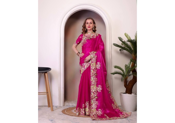 Pure Soft Jimmy Cho 1260 Saree Pink