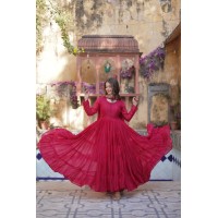WOMEN'S FULLY FLAIR GOWN MADE WITH STAR GEORGETTE FABRICS WITH DUPATTA RED