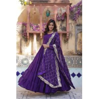 WOMEN'S FULLY FLAIR GOWN MADE WITH STAR GEORGETTE FABRICS WITH DUPATTA PURPLE