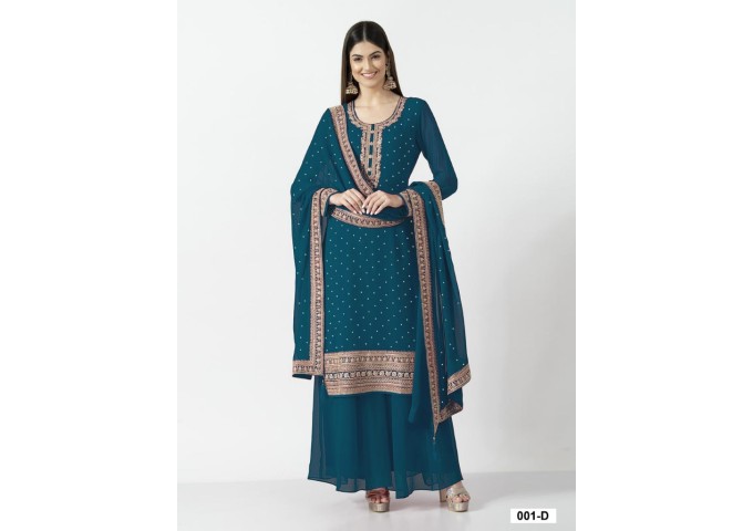 LFH YD DN 001HEAVY GEORGETT WITH SEQUENCE & CODDING EMBROIDERY WORK AND DIAMONDS WORK GOWN GREEN