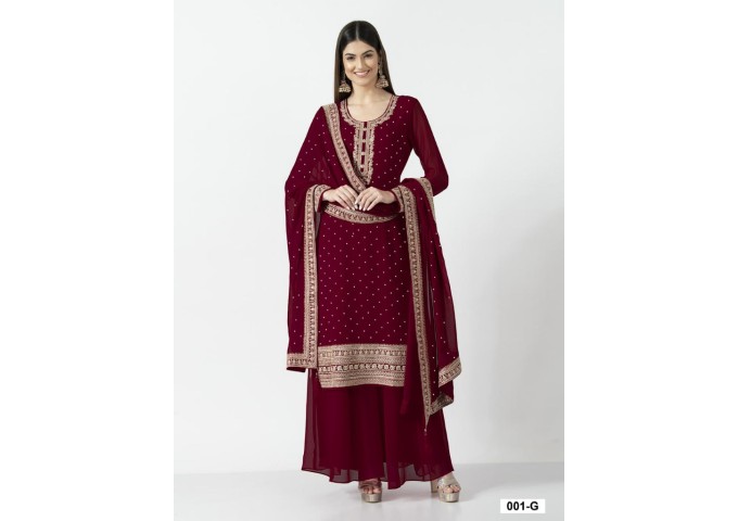 LFH YD DN 001HEAVY GEORGETT WITH SEQUENCE & CODDING EMBROIDERY WORK AND DIAMONDS WORK GOWN 