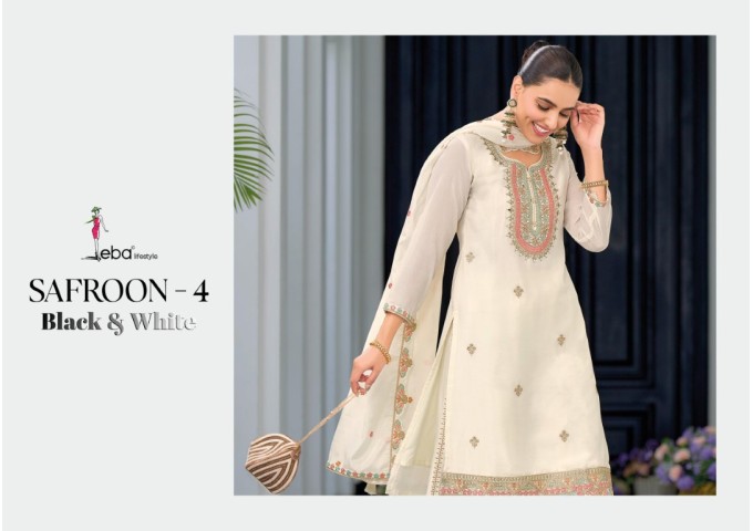 Safroon Vol-4 Full Stitched Heavy Chinon Palazzo Suits With Embroidery Work