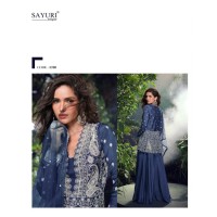 SAYURI DESIGNER SHIVANI 5699 SERIES PREMIUM REAL CHINON SILK / REAL GEROGETTE  3 PCS ANARKALI SUIT BLUE