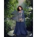 SAYURI DESIGNER SHIVANI 5699 SERIES PREMIUM REAL CHINON SILK / REAL GEROGETTE  3 PCS ANARKALI SUIT BLUE