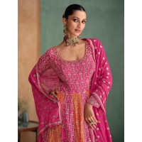 Sayuri Designer Rang Anarkali Gown Full Stitched Free Size Readymade Pink