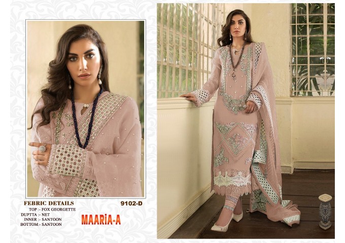 DN 9102 Maria Heavy Fox Georgette With Hevey Embroidery Work With Stone Suit Light Brown