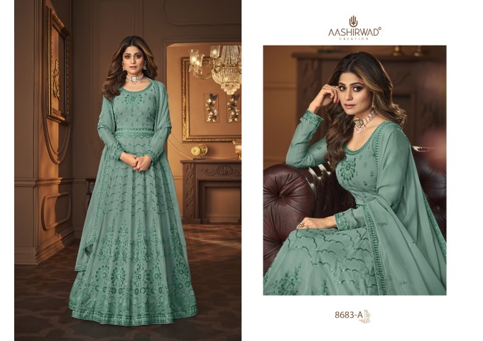 Aashirwad Vintage Anarkali Suit DN 8683 Green