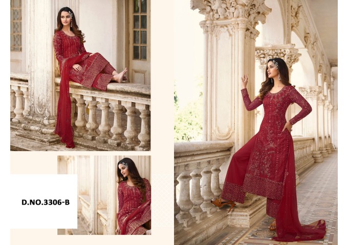 Designer Swagat Swati Palazzo Suit 3306 Red