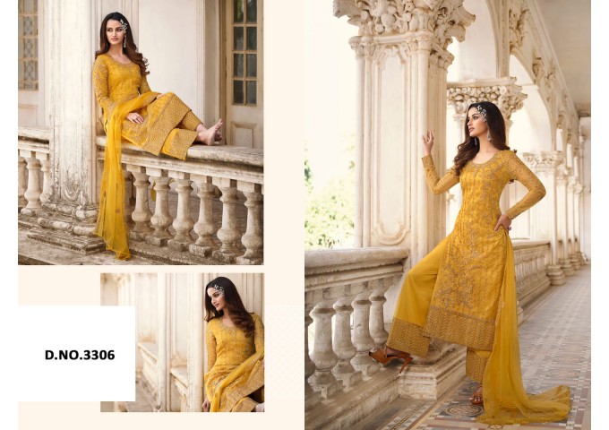 Designer Swagat Swati Palazzo Suit 3306 Yellow