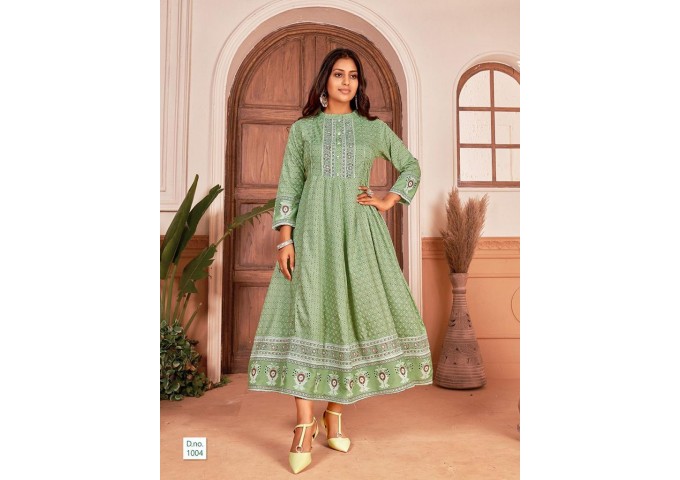 MAYANTHARA Vol 1 Embroidery work Flair Gown Green