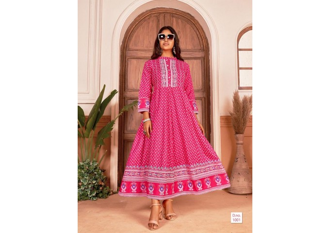 MAYANTHARA Vol 1 Embroidery work Flair Gown Pink