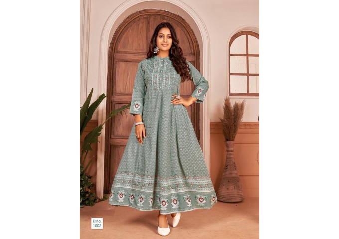MAYANTHARA Vol 1 Embroidery work Flair Gown Grey
