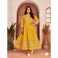 MAYANTHARA Vol 1 Embroidery work Flair Gown Yellow
