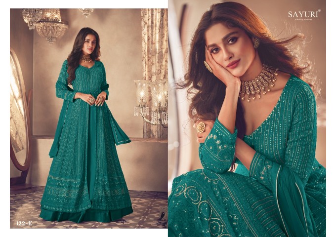 Heavy Fox Georgette with Embroidery Work With Sequences Aashirwad Gold DN 122 Suit Green 2