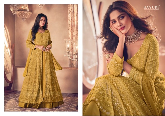 Heavy Fox Georgette with Embroidery Work With Sequences Aashirwad Gold DN 122 Suit Yellow