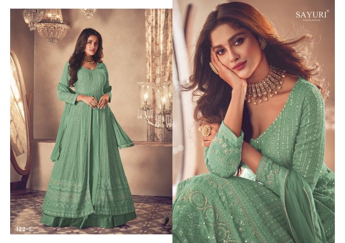 Heavy Fox Georgette with Embroidery Work With Sequences Aashirwad Gold DN 122 Suit Green
