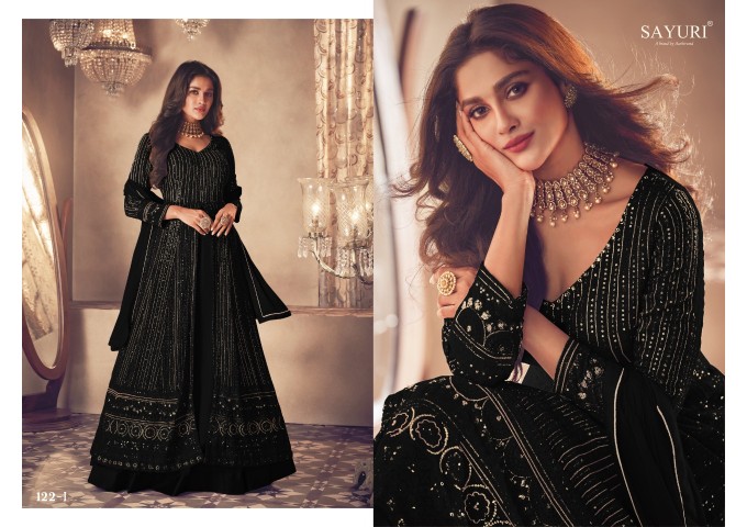 Heavy Fox Georgette with Embroidery Work With Sequences Aashirwad Gold DN 122 Suit Black