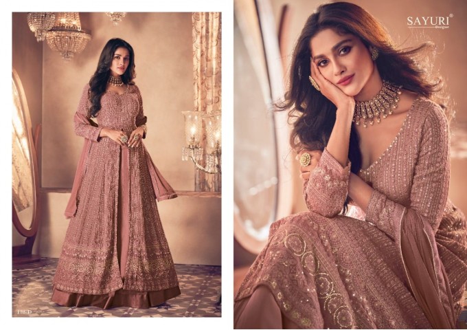 Heavy Fox Georgette with Embroidery Work With Sequences Aashirwad Gold DN 122 Suit Brown 3