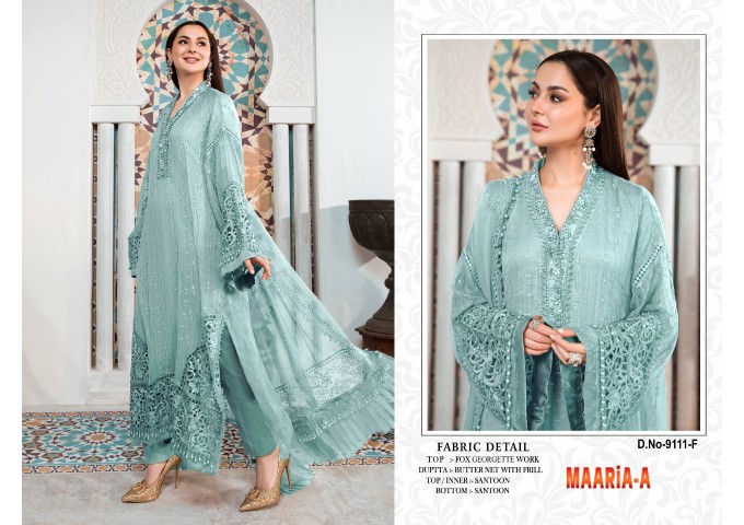 Maria Heavy Fox Georgette with Embroidery Sequence Work with Stone Plazzo Suit Shine Blue