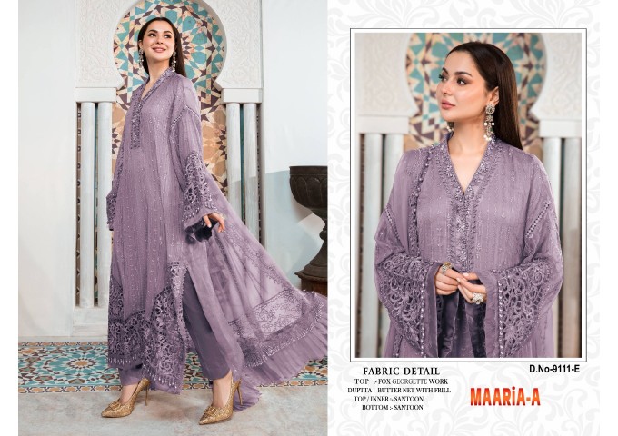Maria Heavy Fox Georgette with Embroidery Sequence Work with Stone Plazzo Suit Purple