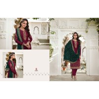 Zisa Mannat Embroidery  Salwar Suit Material Maroon