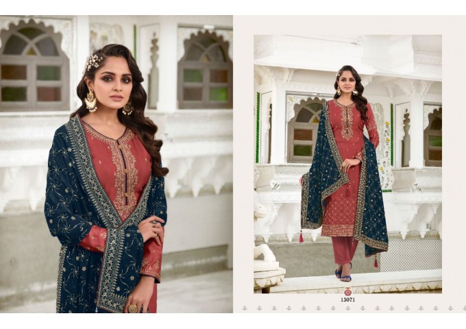 Zisa Mannat Embroidery  Salwar Suit Material Red