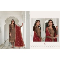 Zisa Mannat Embroidery  Salwar Suit Material Red 2