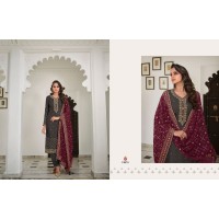 Zisa Mannat Embroidery  Salwar Suit Material Dark Brown