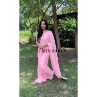 ONE MINUTE SOFT BLOOMING  GEORGETTE SAREE QUEEN PINK 2