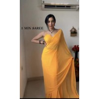 ONE MINUTE SOFT BLOOMING  GEORGETTE SAREE YELLOW