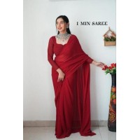 ONE MINUTE SOFT BLOOMING  GEORGETTE SAREE MAROON