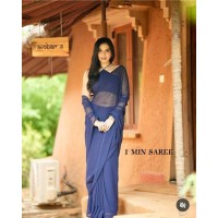 ONE MINUTE SOFT BLOOMING  GEORGETTE SAREE NAVVY BLUE