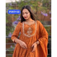 Beautiful Suit Sets In Pure Cotton Top Pent With Dupatta Orange