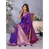 Bindu Summer Special Pure Banarasi Silk Saree Purple