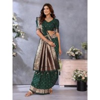 Bindu Summer Special Pure Banarasi Silk Saree Dark Green
