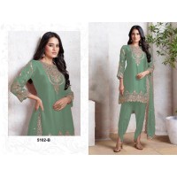 LFH FD DN 138 Pure Chinos Top-Dhoti And Dupatta Set Fully Stitched Green