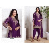 LFH FD DN 138 Pure Chinos Top-Dhoti And Dupatta Set Fully Stitched Purple