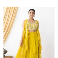 LFH DN 332 New Three Piece Hand Work  Western Outfit Yellow