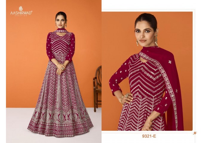 Aashirwad Gulkand Imara Heavy Faux Georgette with Embroidery (3mm Sequence) Work With Cottons Thread Work Maroon