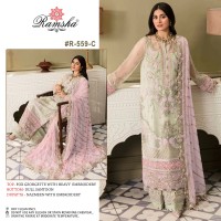 RAMSHA DN 559 GEORGET HEAVY EMBROIDERY PLAZZO SUIT PINK