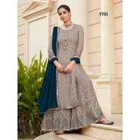 Plazzo Suit With Heavy Georgette Embroidery Mirror and Sarvoski Work Inner Shantoon Grey