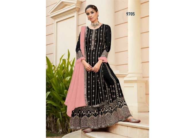 Plazzo Suit With Heavy Georgette Embroidery Mirror and Sarvoski Work Inner Shantoon 2 